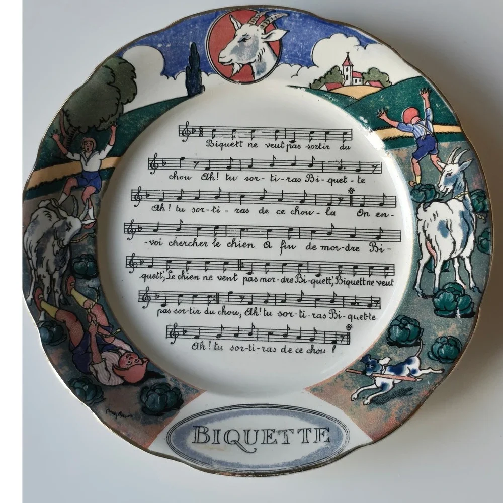 Sarreguemines France Decorative Plates Chansons et Rondes Set of 4‎
